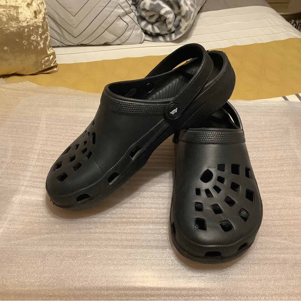 Black Slip-On Clogs with Ventilation